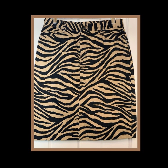 Lauren Ralph Lauren Black and Tan Zebra Print Skirt - Picture 2 of 3